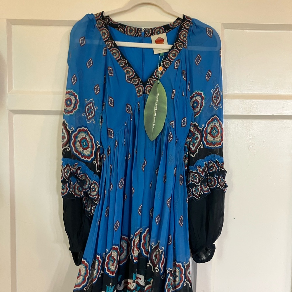 NWT FARM Rio Ainka Tiles Plunging Neck Maxi Dress